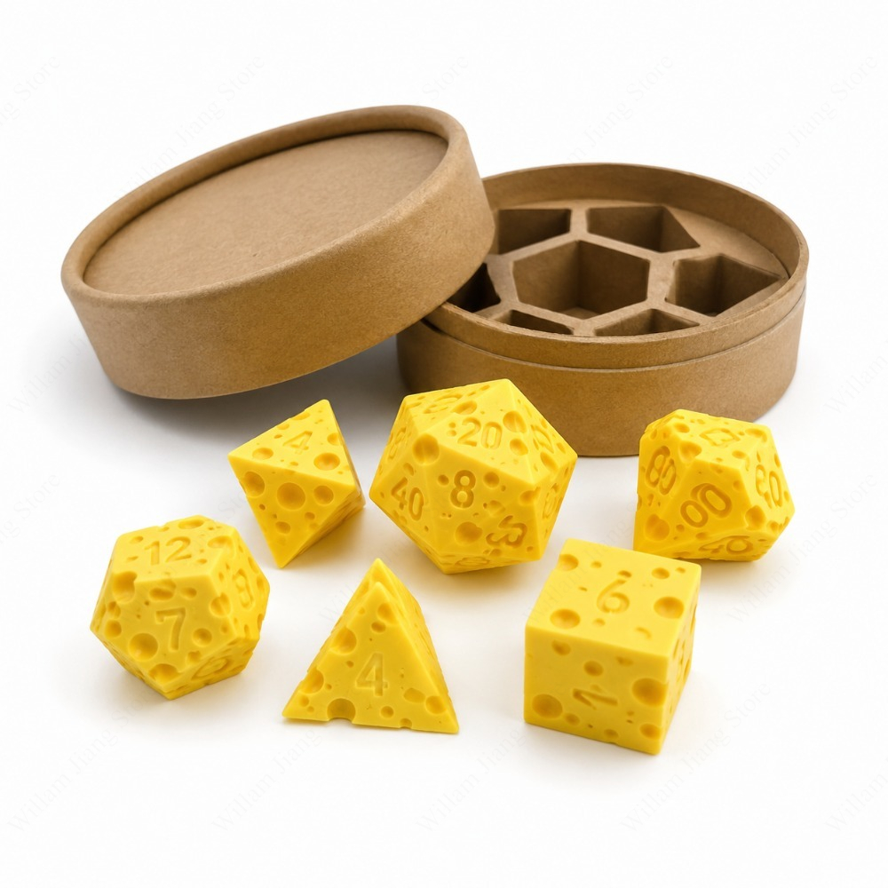 3D Printed Cheese Dice Set wit - Board Game Festival ulasan dan harga